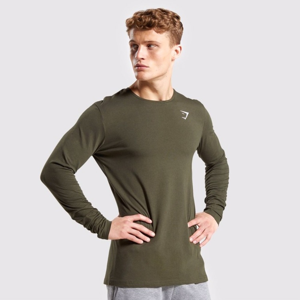 Army green Gymshark long sleeve shirt